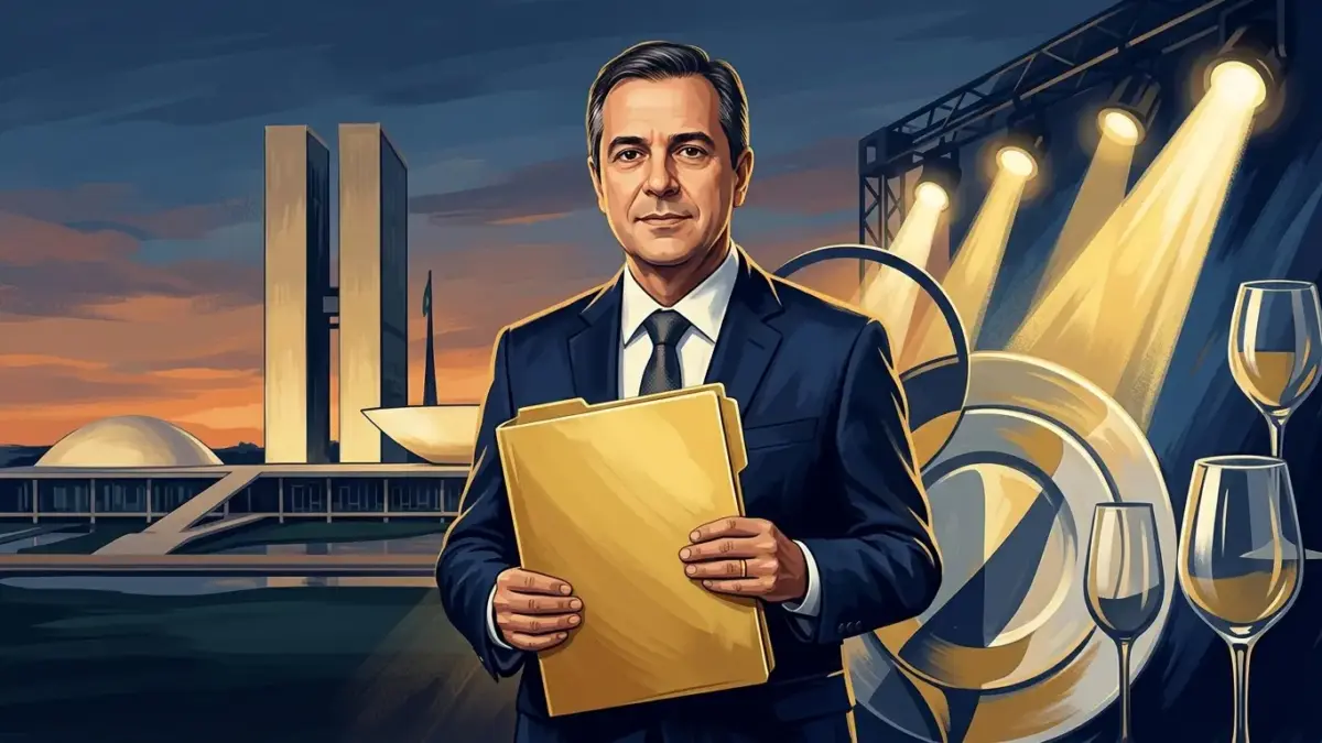 Ministro Paulo Pereira apresenta projeto de lei para perdão de dívidas de bares e eventos em frente ao Congresso.